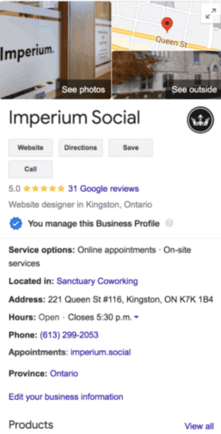 Imperium Social Google My Business Profile